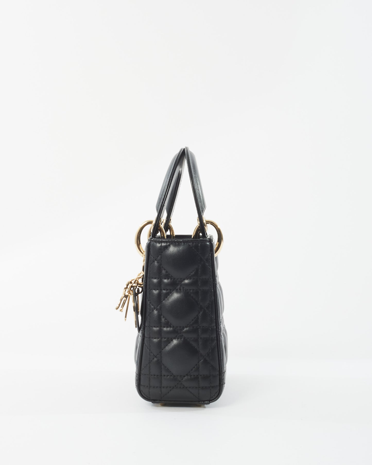 Dior Black Lambskin Leather Mini Lady Dior Bag GHW