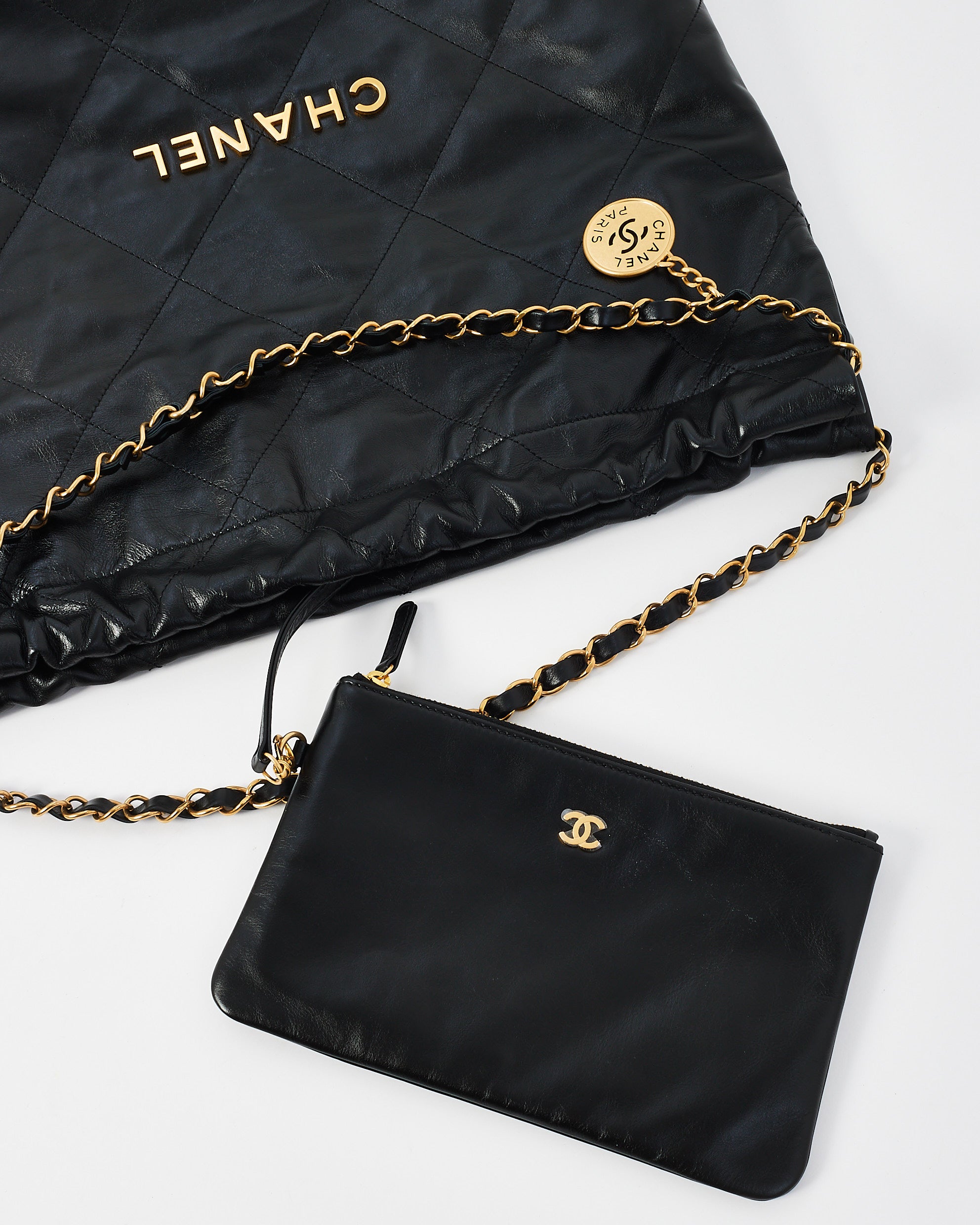 Buy Chanel Black Lambskin Leather Chanel 22 Shoulder Bag