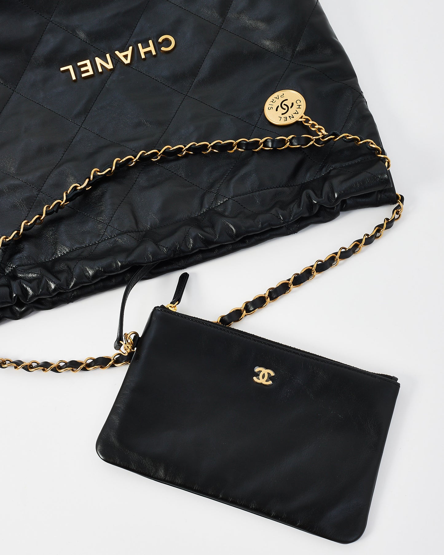 Chanel Black Lambskin Leather Chanel 22 Shoulder Bag
