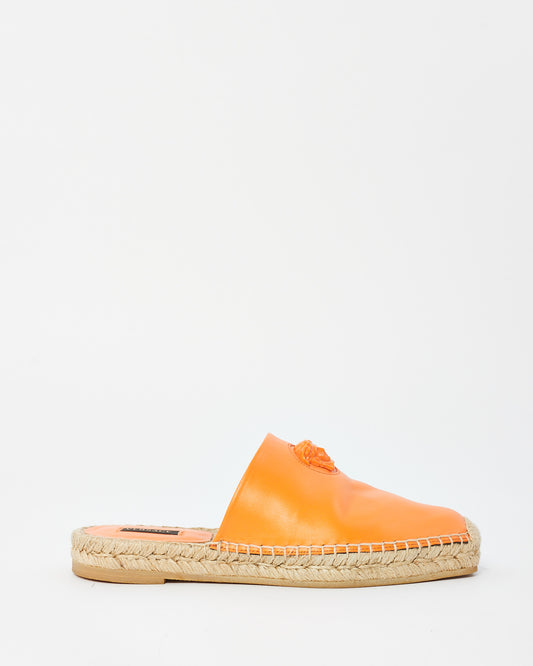 Buy Versace Orange Leather Medusa Mule Espadrilles 37 – RETYCHE