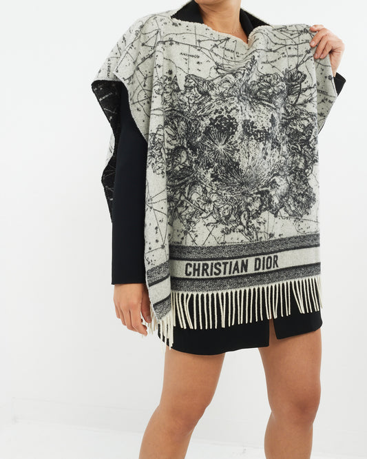 Dior Black & White Cashmere Zodiac Poncho