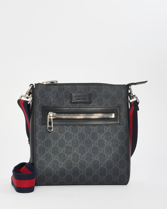 Buy Gucci Black GG Supreme Monogram Canvas Small Web Flat