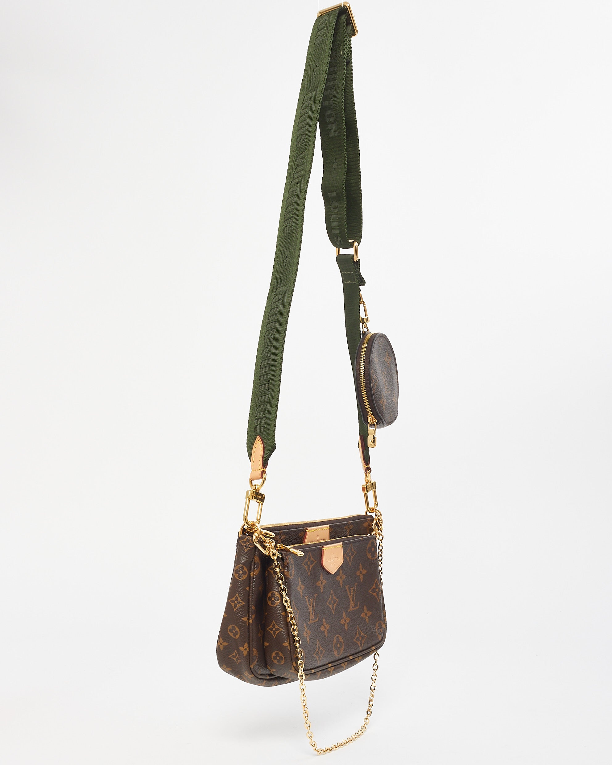 Buy Louis Vuitton Monogram Canvas & Green Strap Multi Buy Louis Vuitton Monogram Canvas & Green Strap Multi