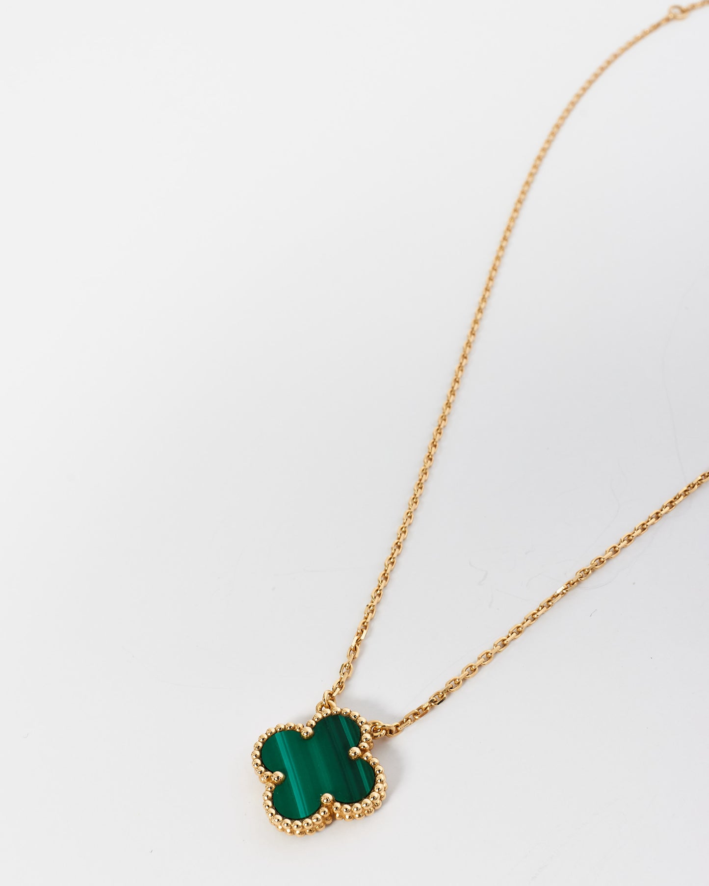 Van Cleef & Arpels 18k Gold Malachite Vintage Alhambra Necklace