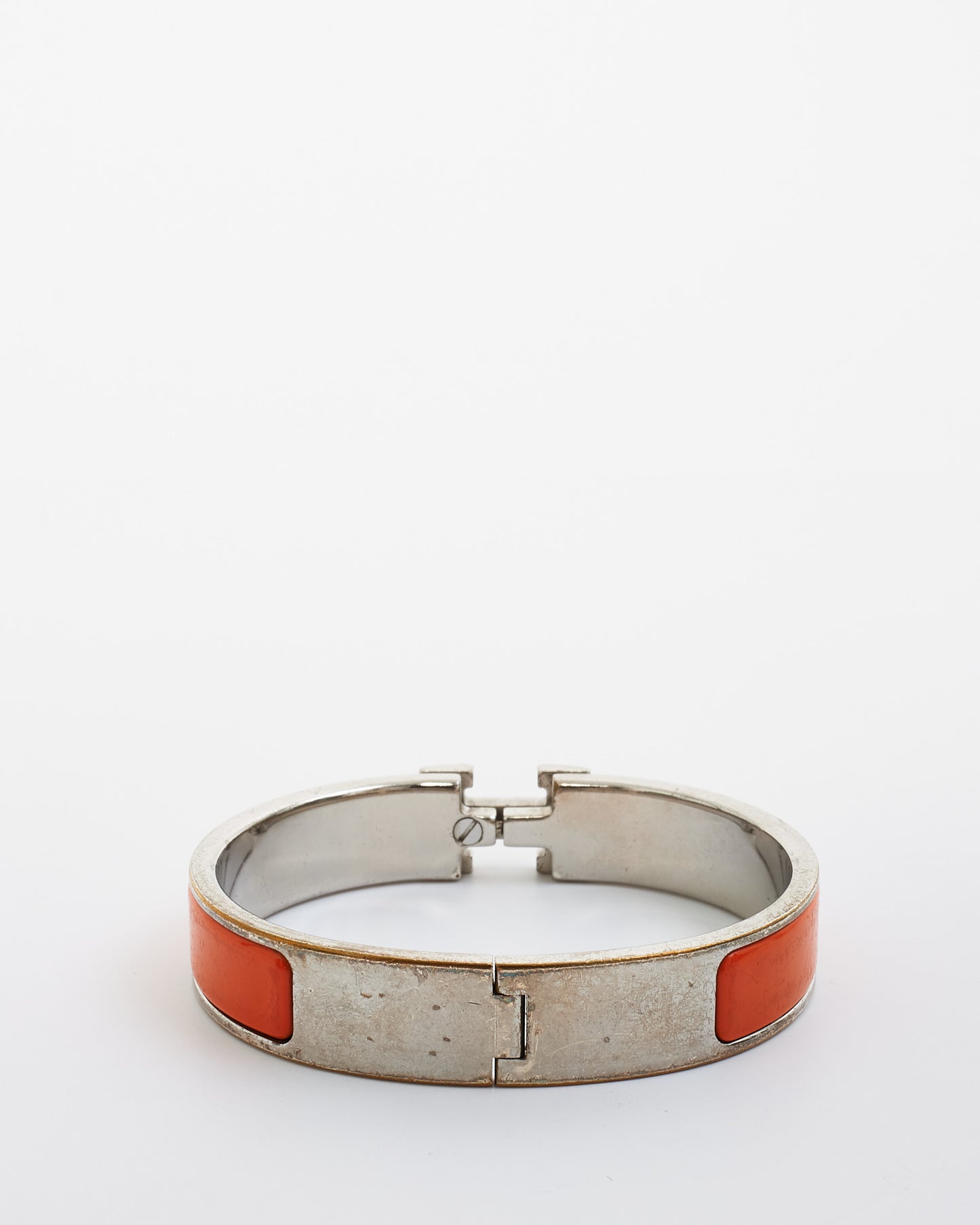 Hermès Orange & Silver Clic Bracelet - GM