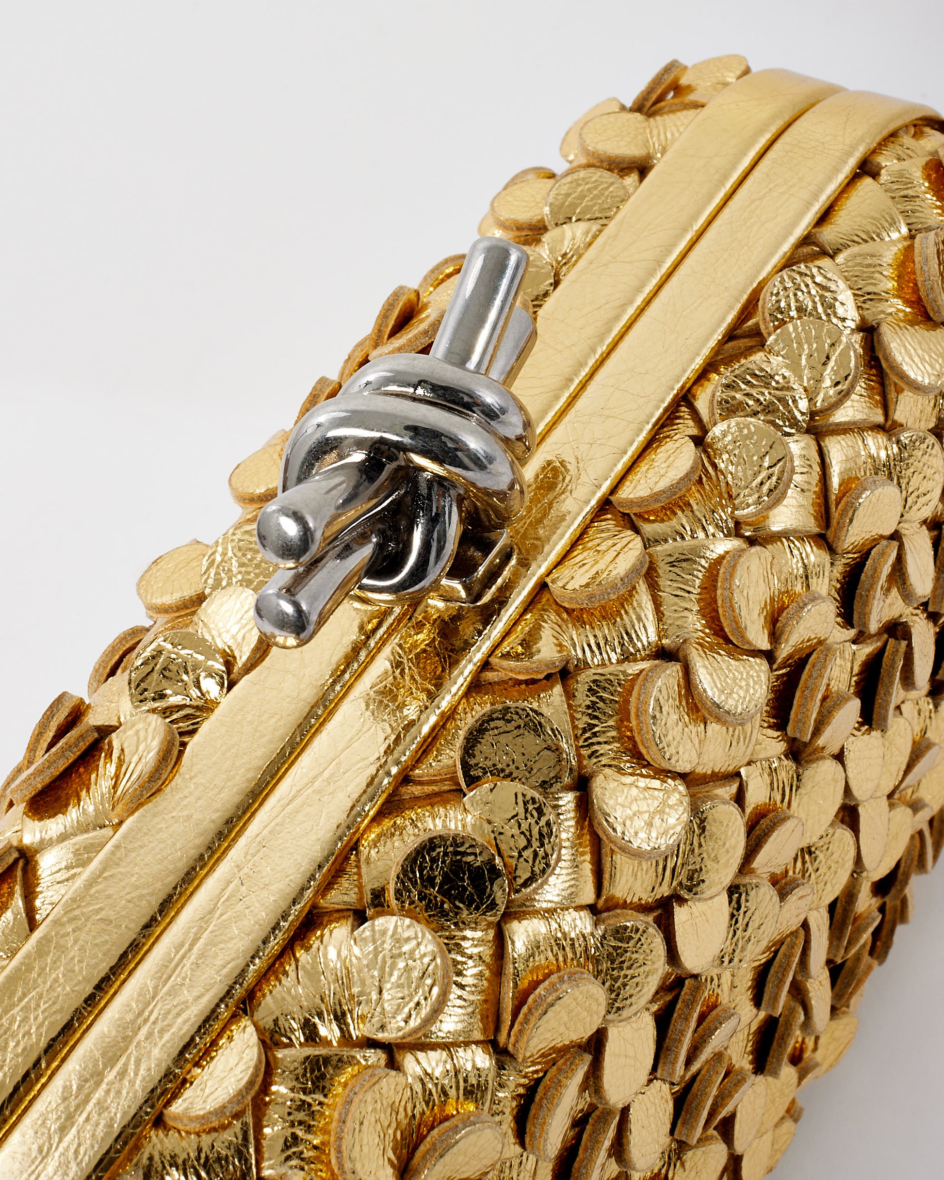 Buy Bottega Veneta Gold Leather Knot Minaudiere Clutch