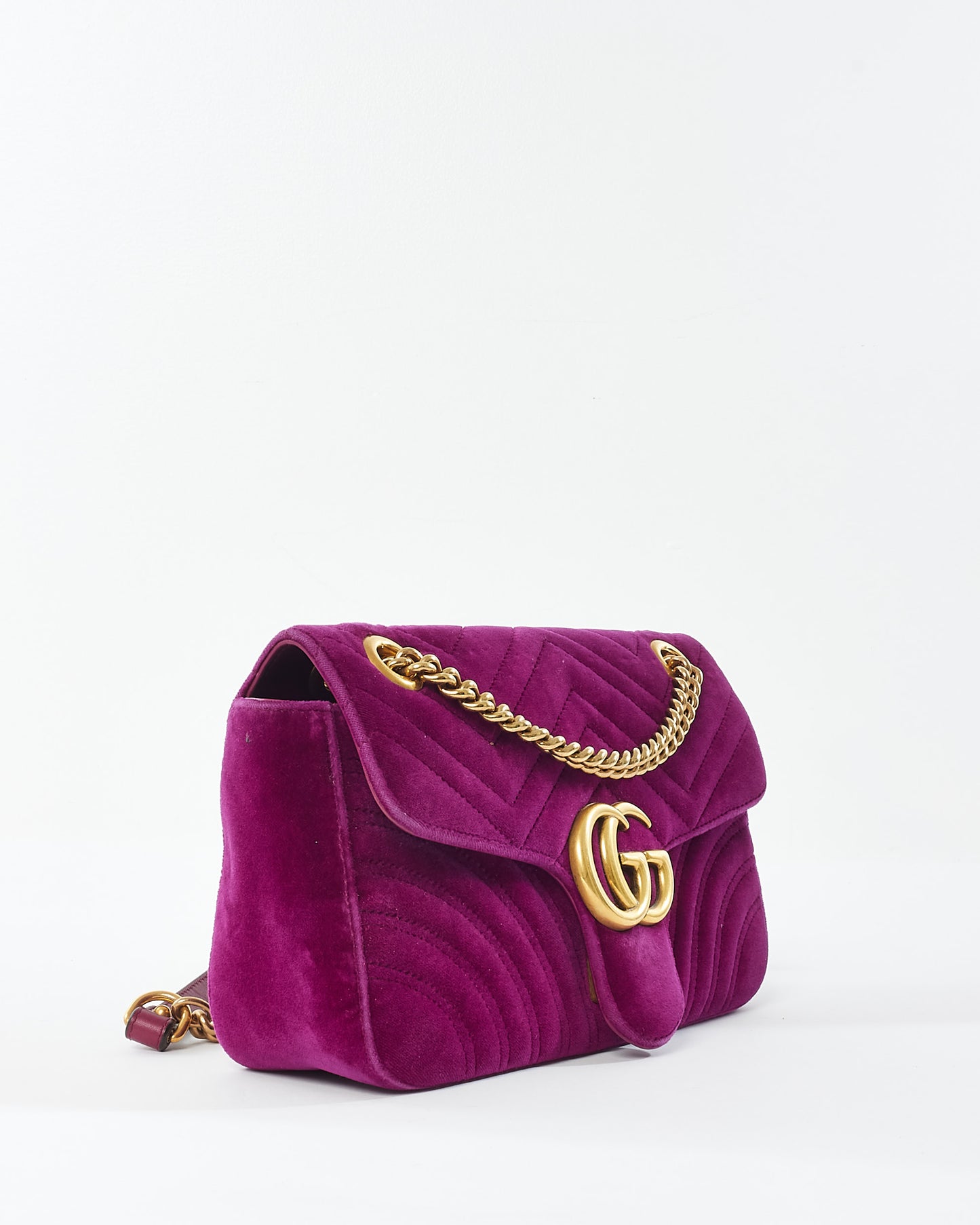 Gucci Purple Velvet Marmont Small Shoulder Bags