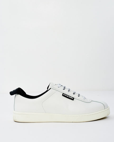 Buy Chanel White Leather Lace Up Weekend Sneakers - 39