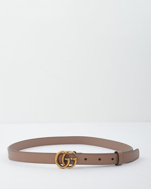Buy Gucci Dusty Pink Leather Double G Buckle Slim Belt 80 cm