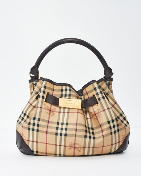 バッグ BURBERRY HAYMARKET Buy Burberry Haymarket Check Leather Hobo Bag - Authenticated Pre