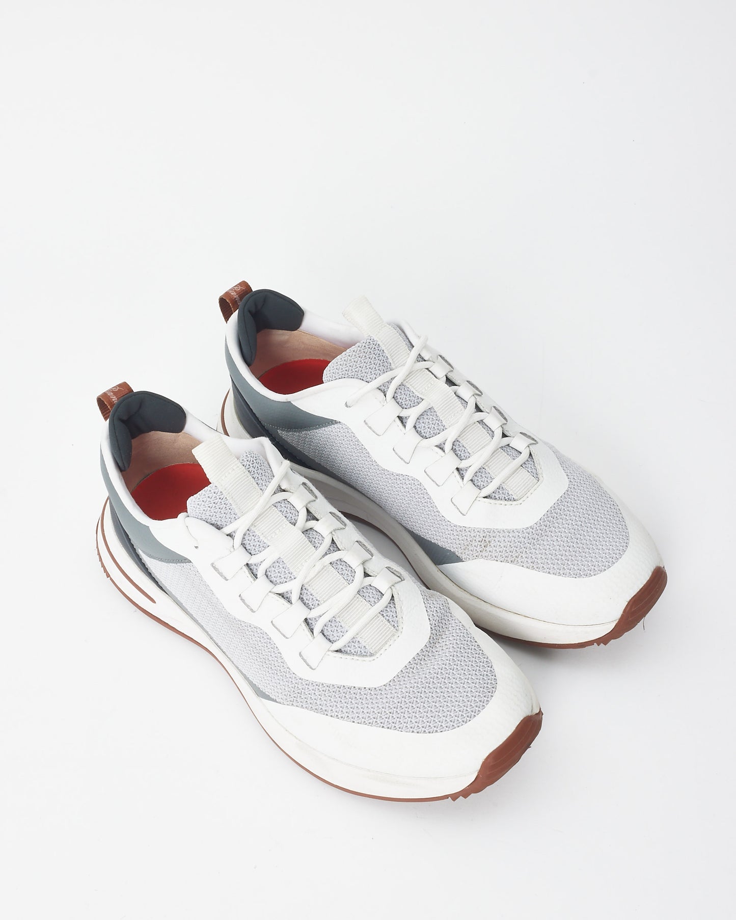 Loro Piana White & Grey "Weekend Walk Evo" Fabric Sneakers- 38 MEN