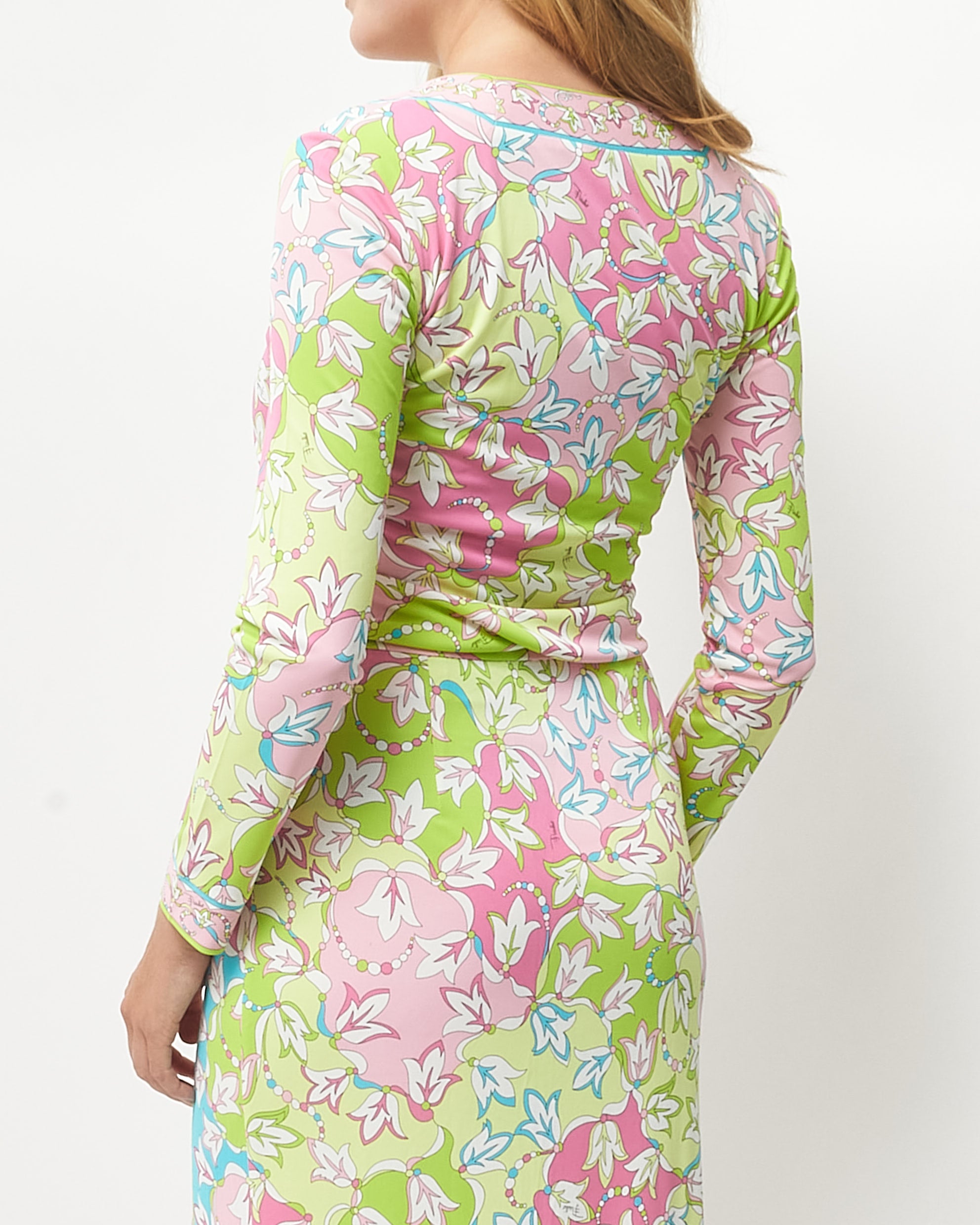 Buy Emilio Pucci Green Pink & Blue Spandex Long Sleeve Top - US 6