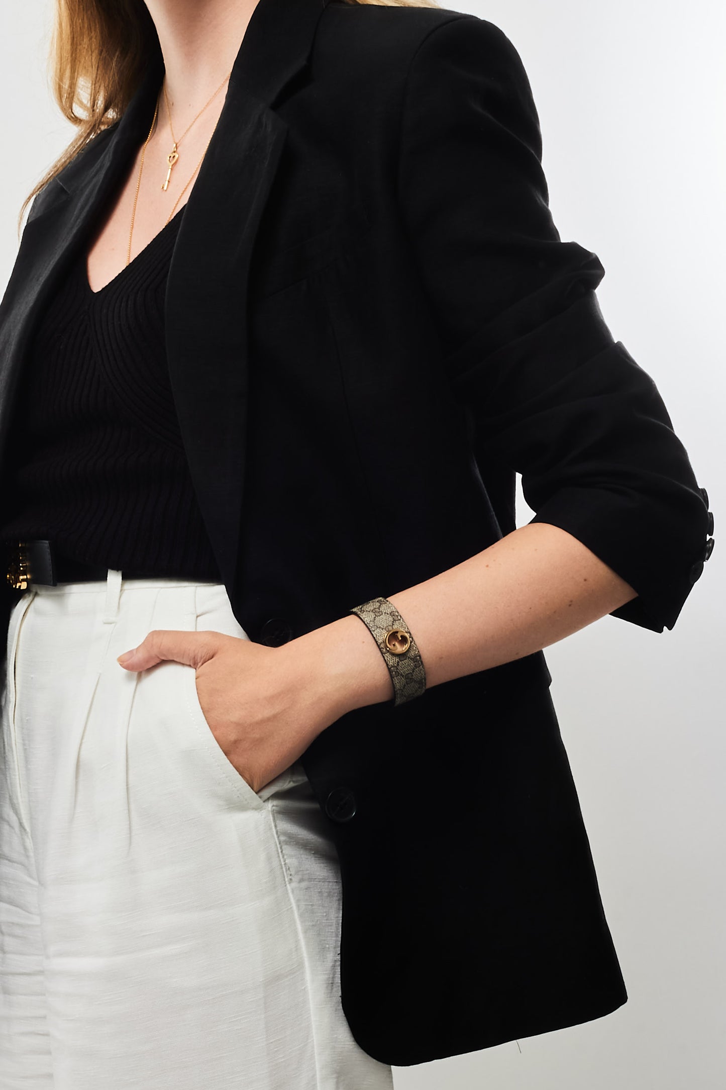 Gucci Monogram Canvas Logo Cuff - S