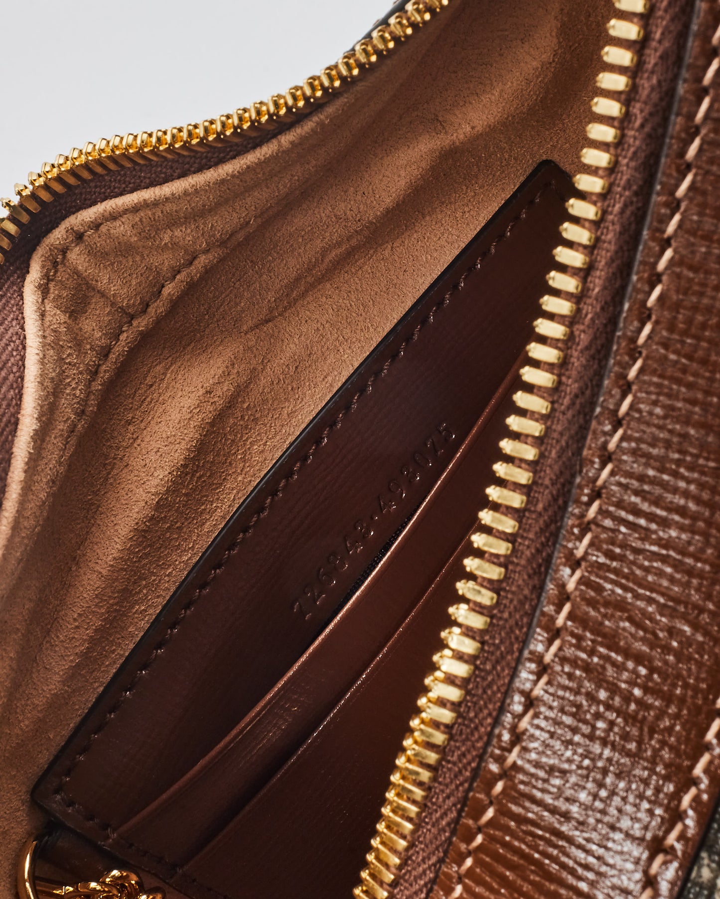 Gucci Monogram Canvas & Brown Leather GG Half-Moon Mini Bag