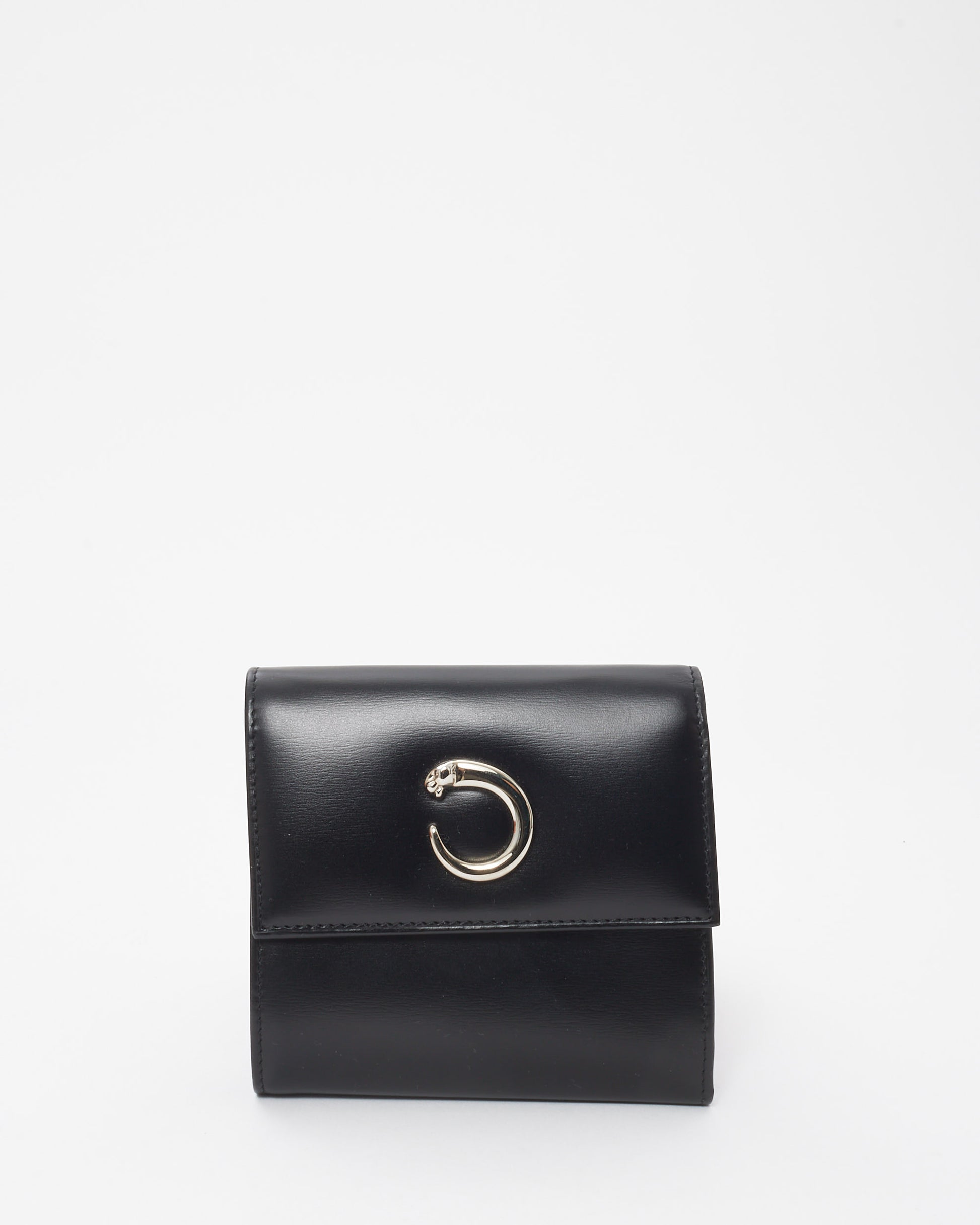 Buy Cartier Black Leather Panther Logo Bifold Wallet