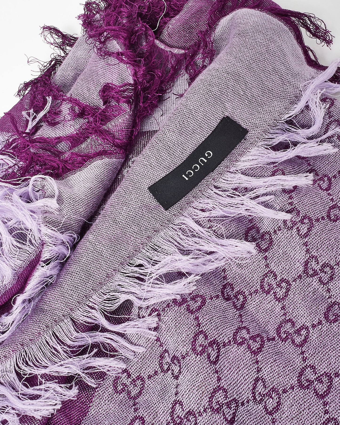 Gucci Purple Cotton & Silk Monogram Logo Shawl