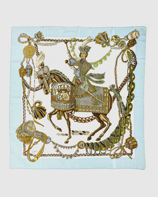 Hermès Turquoise Multi "Le Timbalier" Silk Scarf