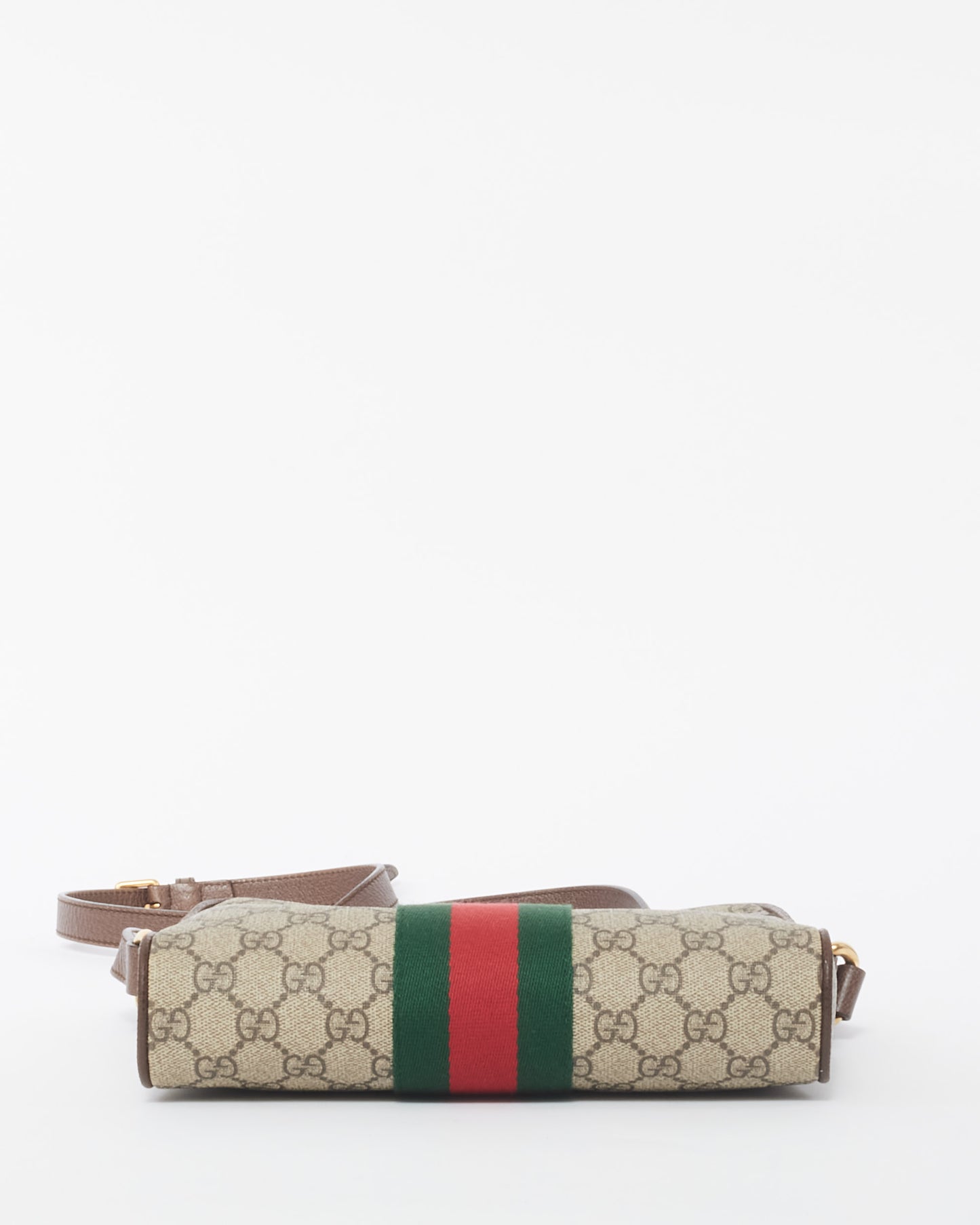 Gucci Brown GG Monogram Coated Canvas Small Web Ophidia Crossbody Bag