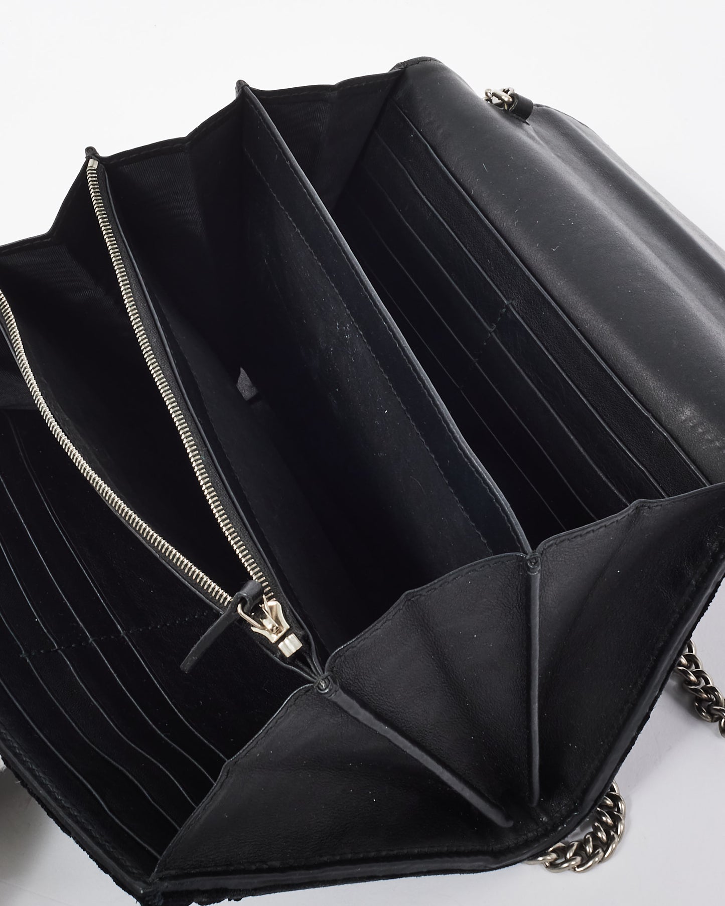 Gucci Black Velvet Monogram GG Crystal Dionysus Wallet On Chain