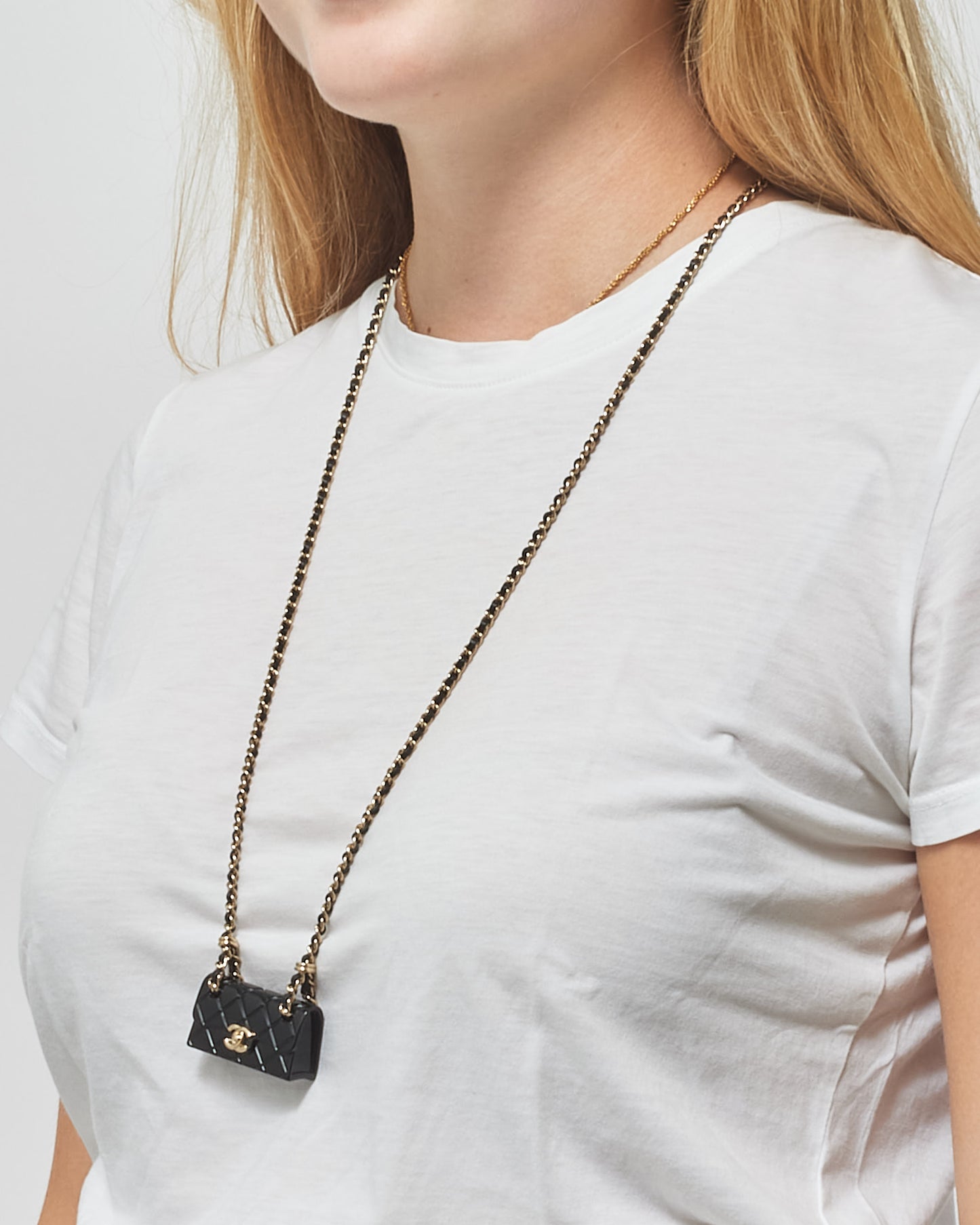 Chanel Black and Gold 2023 CC Turnlock Chain Bag Necklace