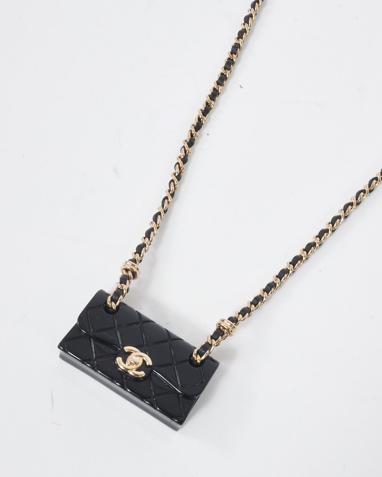 Chanel Black and Gold 2023 CC Turnlock Chain Bag Necklace