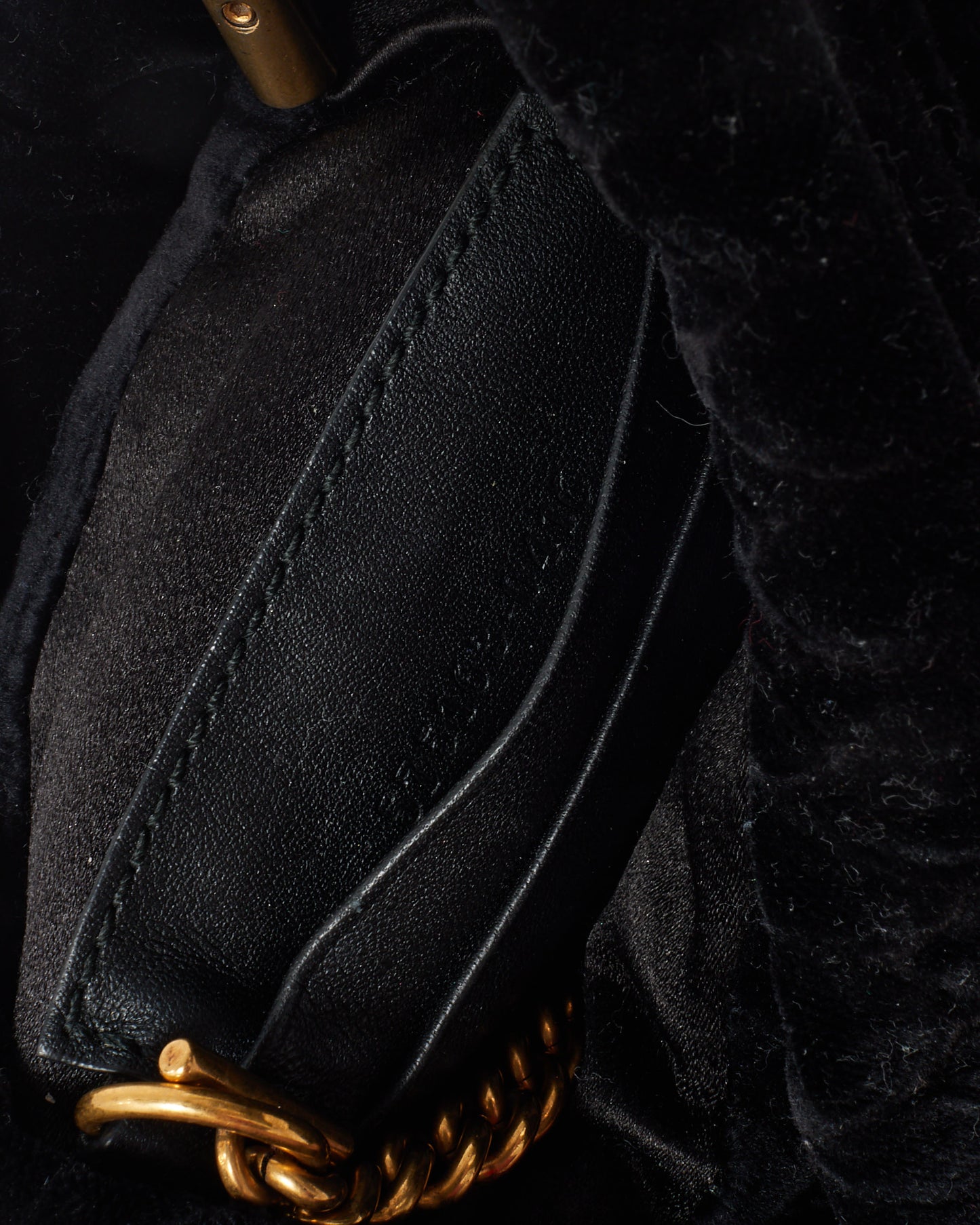 Gucci Black Velvet Matelasse Mini GG Marmont 2.0 Bucket Bag