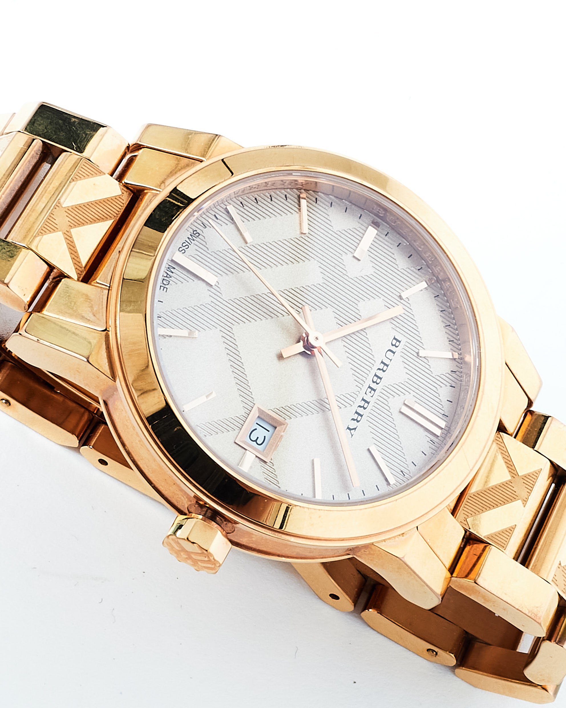 Buy Burberry Gold Check Stainless Steel The City Watch 38mm