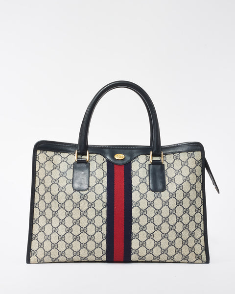 Buy Gucci Vintage Navy GG Supreme Coated Canvas Sherry Line Top