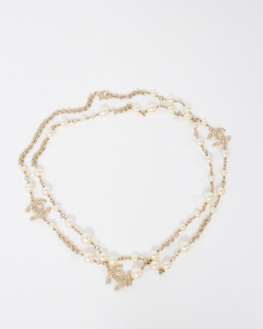 Chanel Pearl & Gold CC Interlocking Long Station Necklace
