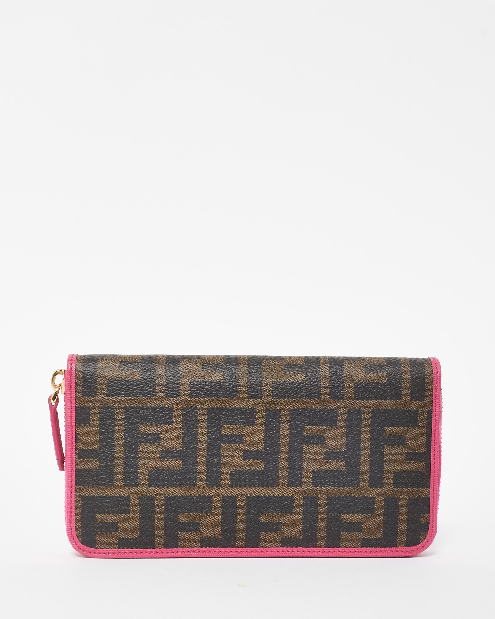 Buy Fendi Zucca Coated Canvas & Fuchsia Long Zip Wallet