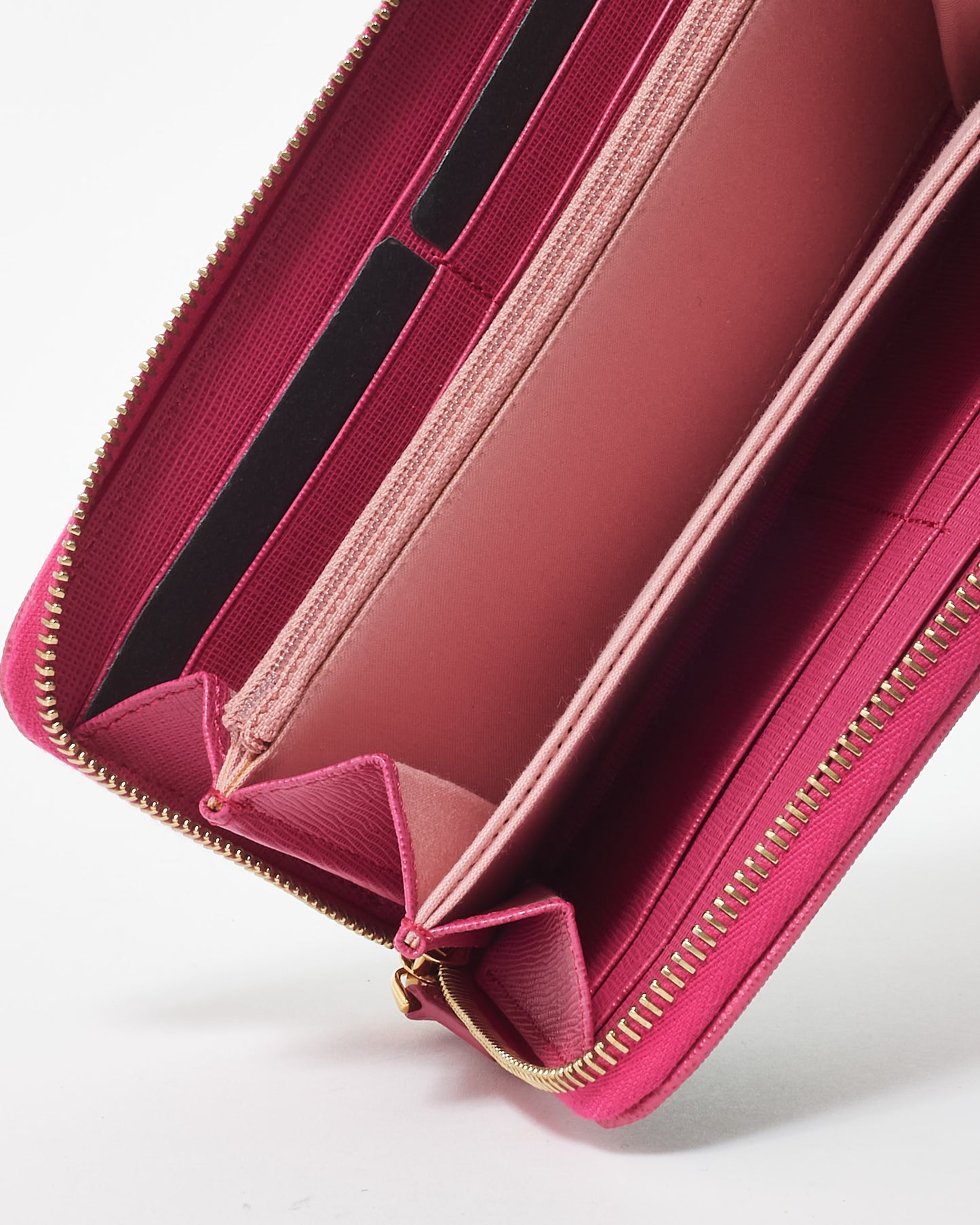 Fendi Zucca Coated Canvas & Fuschia Long Zip Wallet