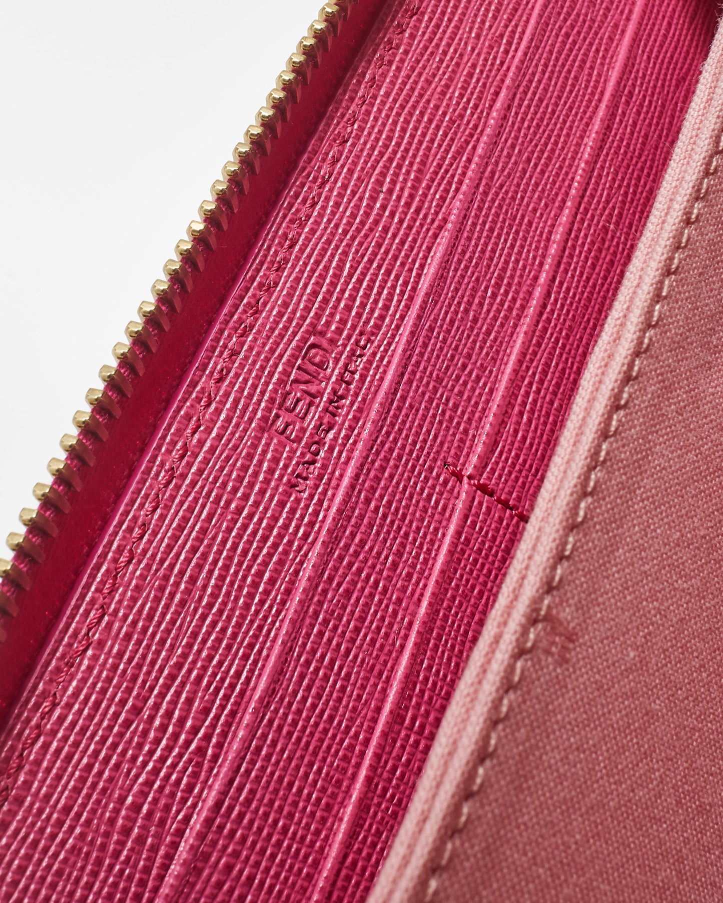 Fendi Zucca Coated Canvas & Fuschia Long Zip Wallet