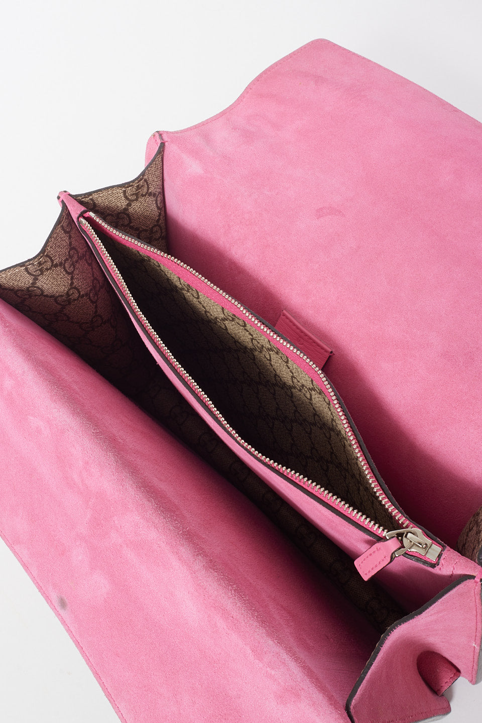 Gucci Beige Monogram GG Supreme Canvas & Pink Jewel Dionysus Large Shoulder Bag