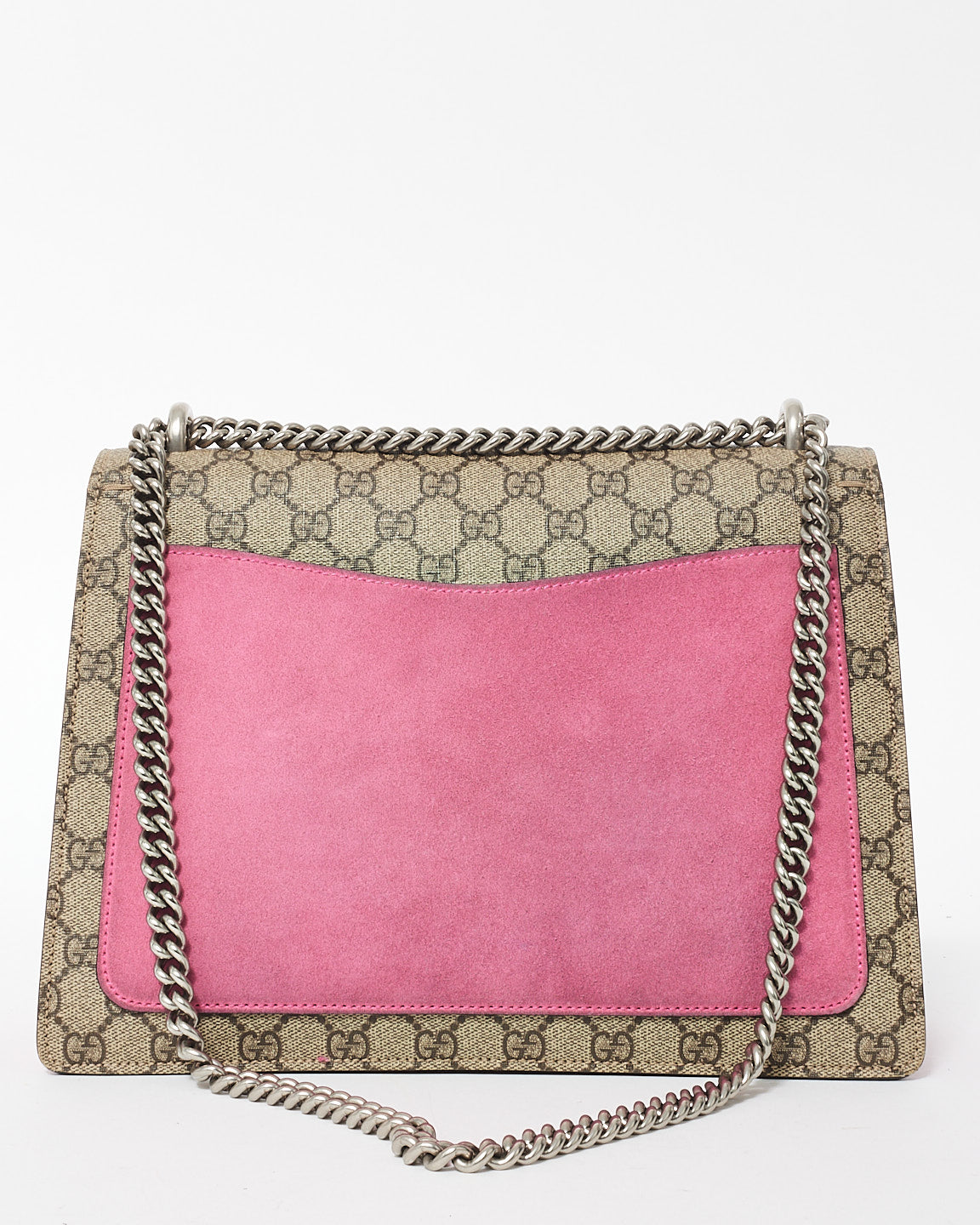 Gucci Beige Monogram GG Supreme Canvas & Pink Jewel Dionysus Large Shoulder Bag