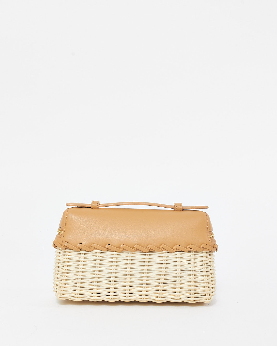 Loro Piana Beige Wicker & Camel Leather Extra Pocket L19 Bag