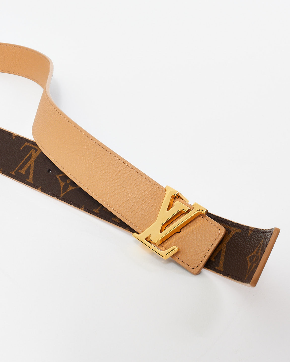 Louis Vuitton Monogram Canvas & Beige Leather Reversible Logo Belt - 80/32
