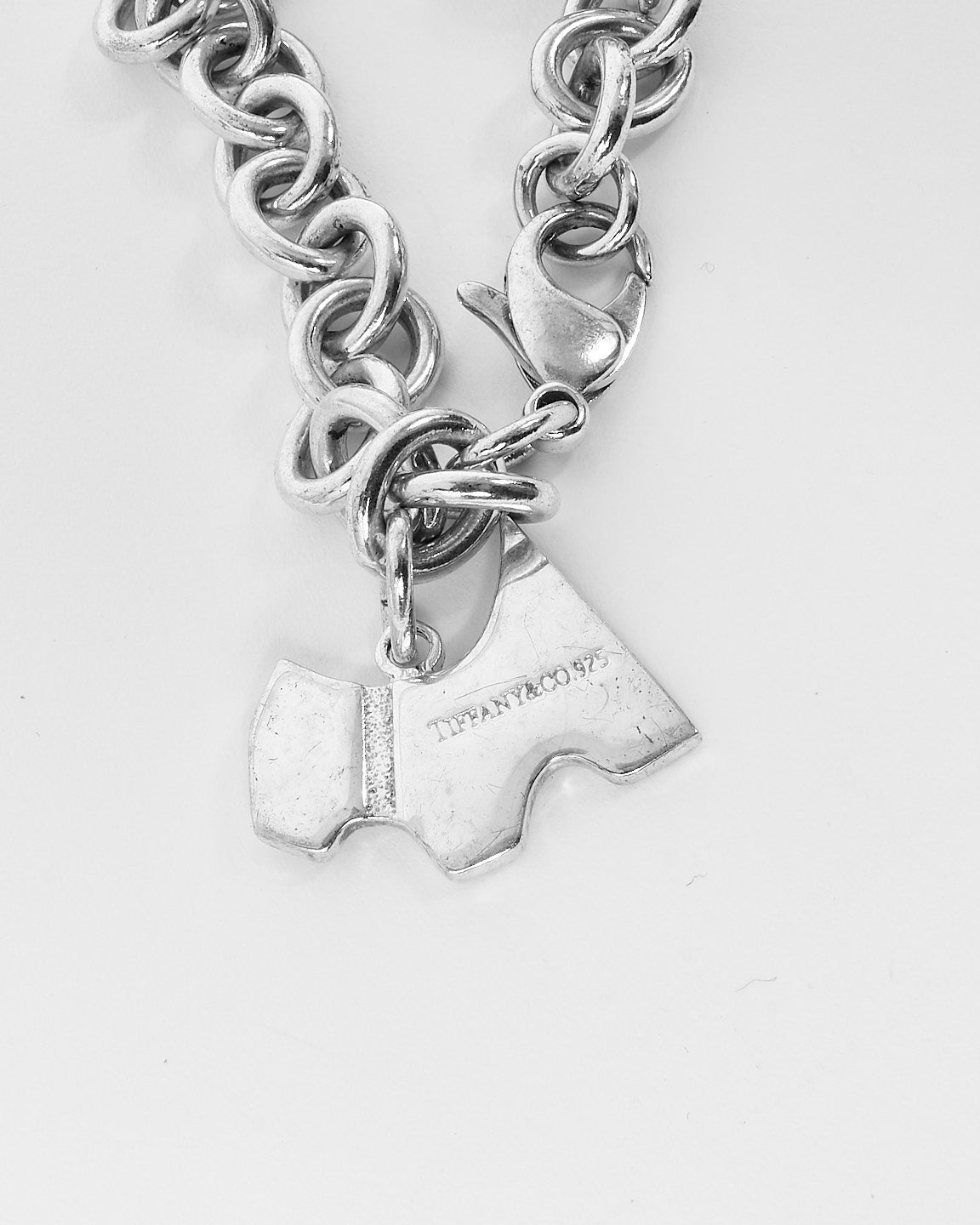 Tiffany & Co. Silver Dog Pendant Chain Link Bracelet