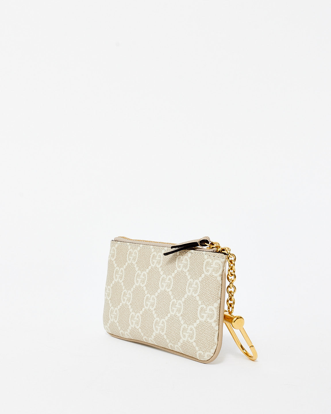 Gucci Beige/ White Monogram Coated Canvas Ophidia Keyring Pouch