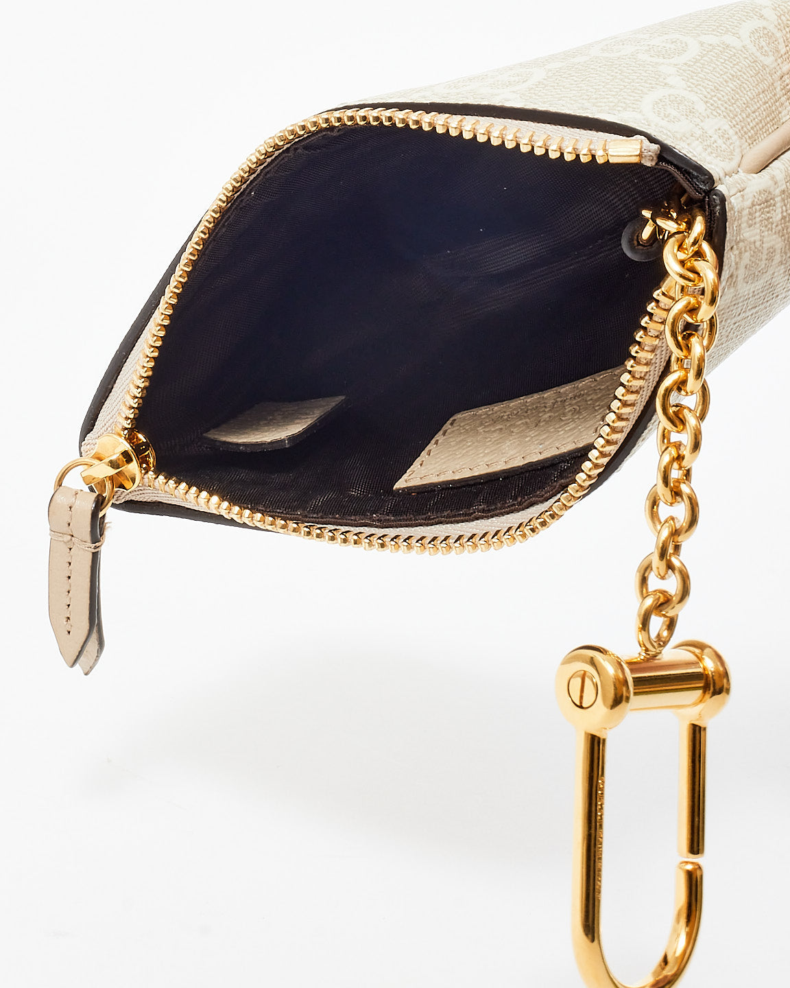 Gucci Beige/ White Monogram Coated Canvas Ophidia Keyring Pouch