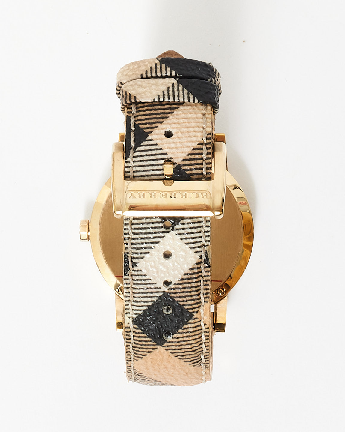 Burberry Champagne Dial & Leather Nova Check Band City 36 MM Watch