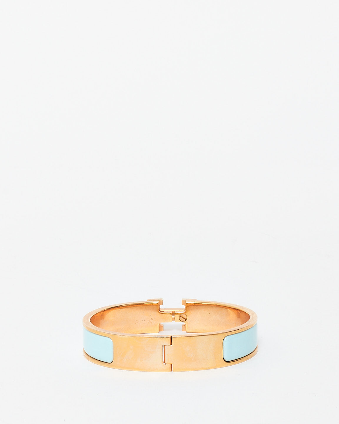 Hermès Blue & Rose Gold Enamel Clic Clac Bracelet - PM