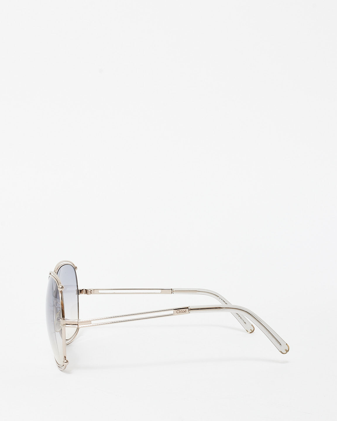 Chloé Grey & Silver Oversized Square Frame Sunglasses
