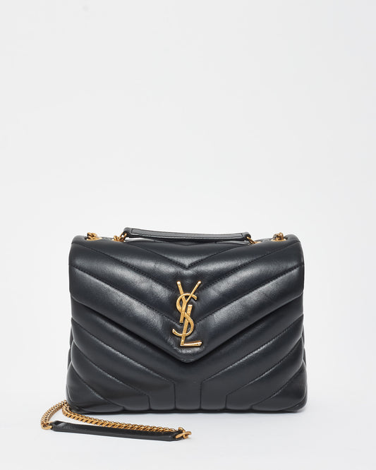 Saint Laurent Black Leather Small Loulou Shoulder Bag GHW
