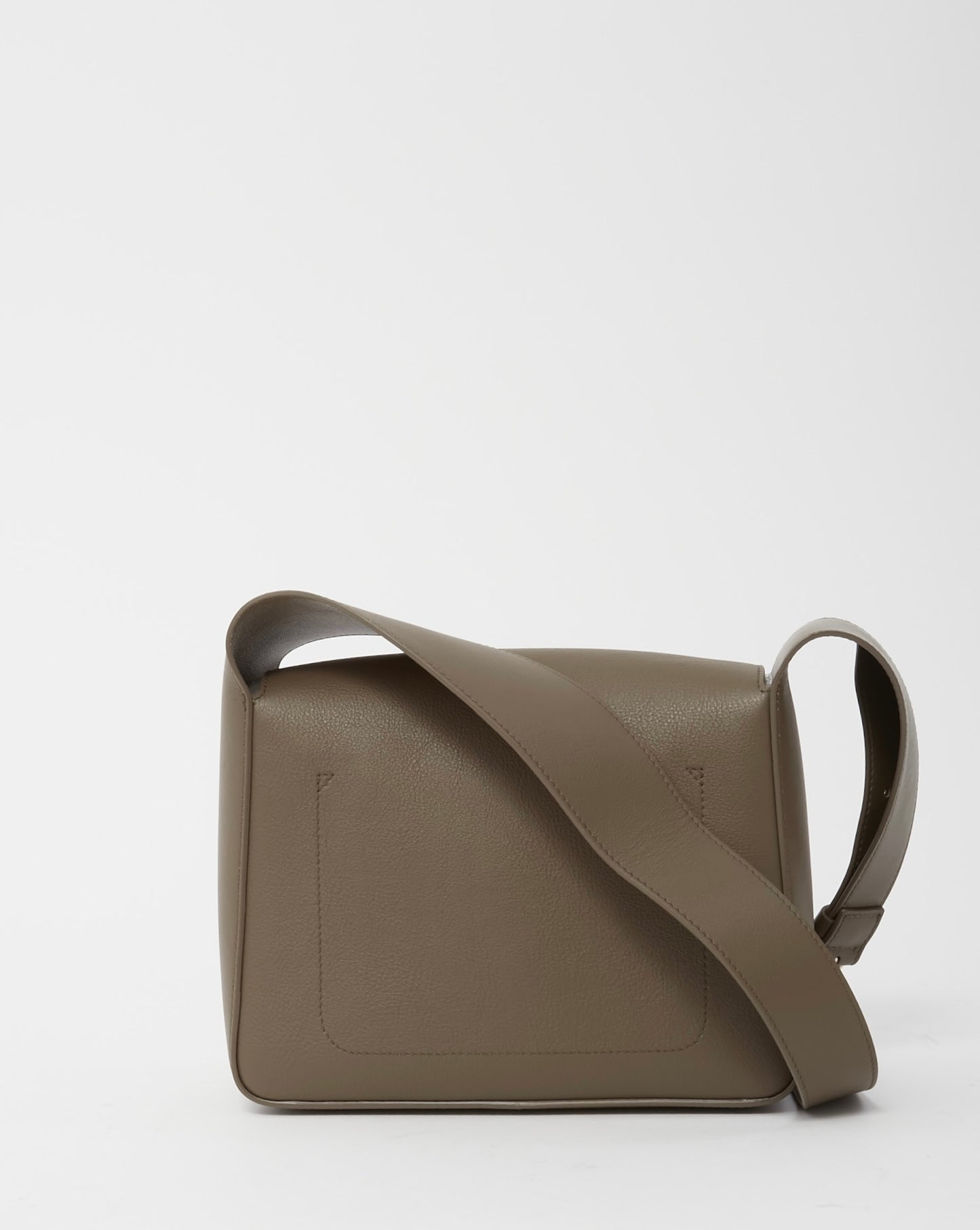 Mansur Gaviel Khaki "Bamboo" Leather Square Box Shoulder Bag