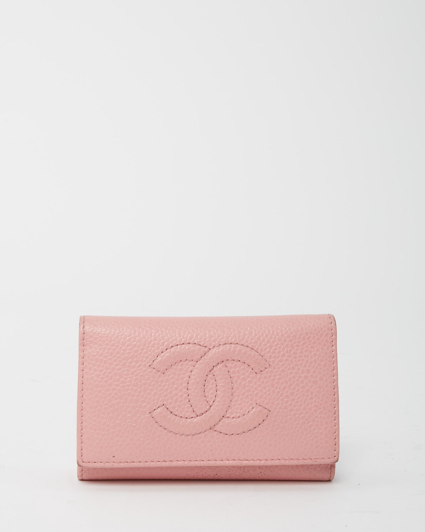 Chanel Pink Caviar Leather Timeless Interlocking CC Logo 6 Key Holder