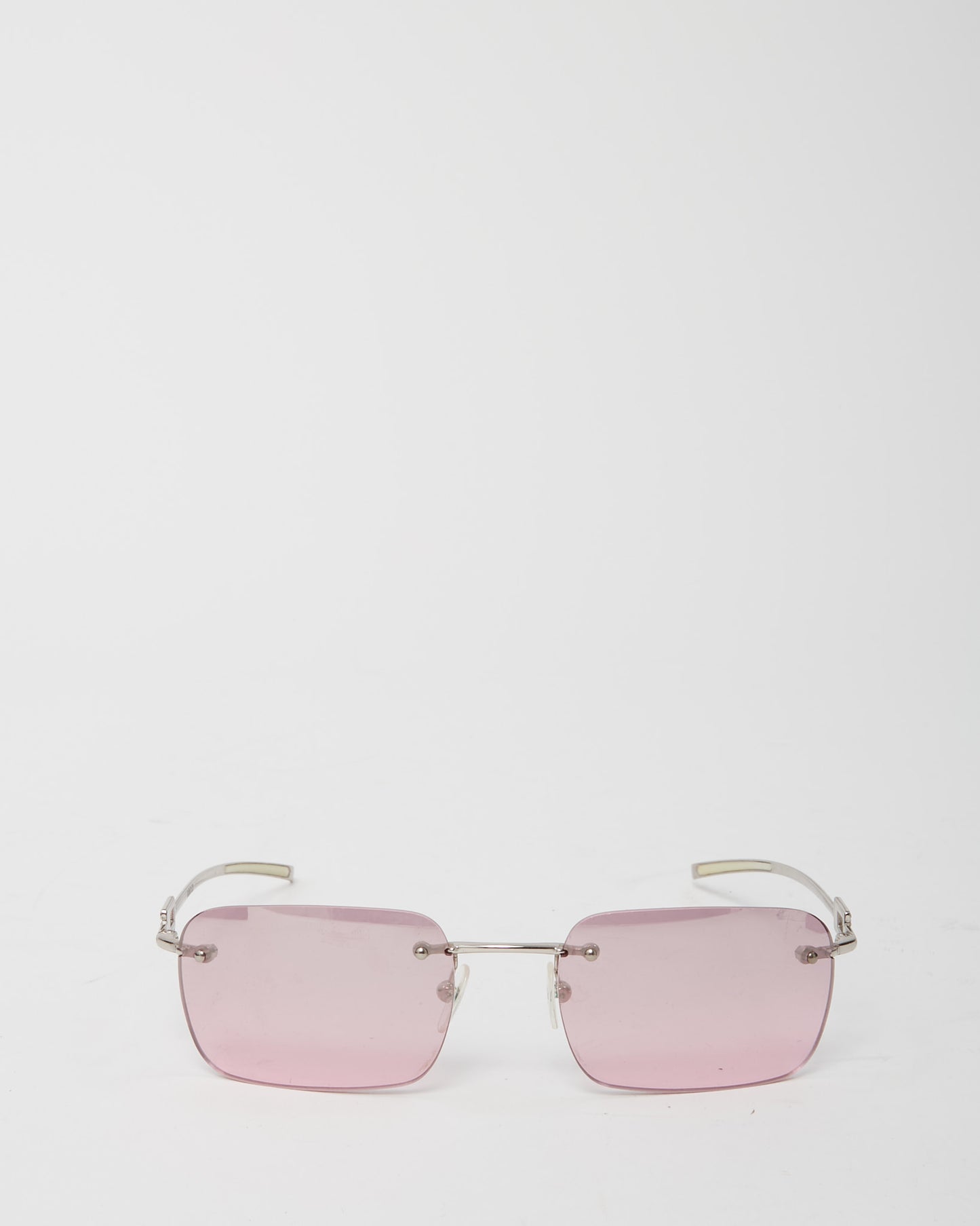 Gucci Vintage Pink Lens GG 1777 GG Crystal Strass Rimless Sunglasses