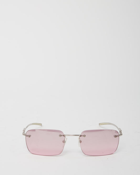Gucci Vintage Pink Lens GG 1777 GG Crystal Strass Rimless Sunglasses