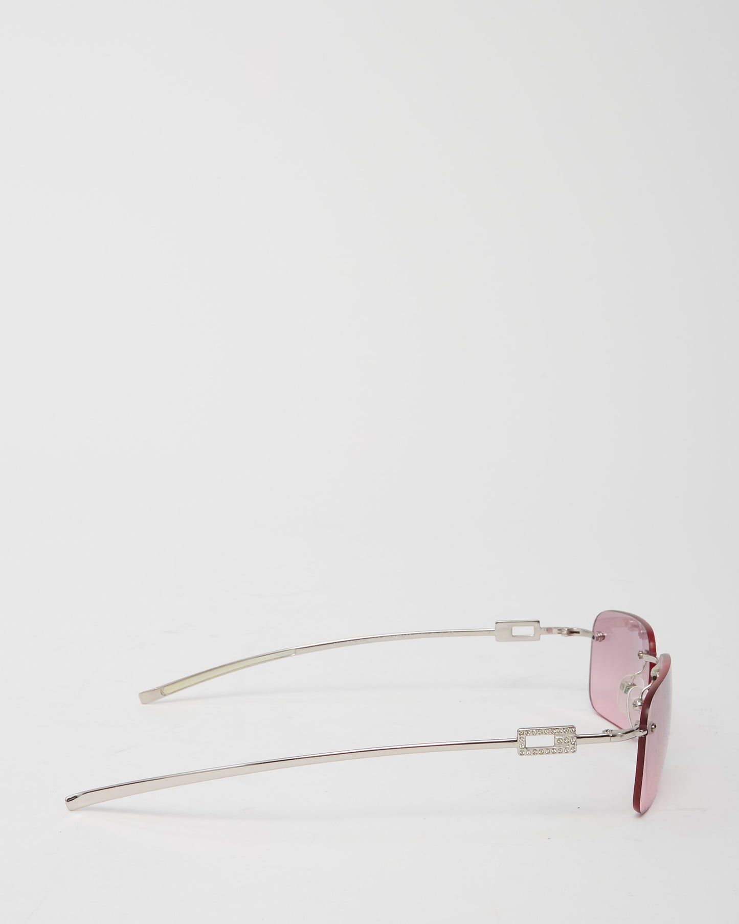 Gucci Vintage Pink Lens GG 1777 GG Crystal Strass Rimless Sunglasses