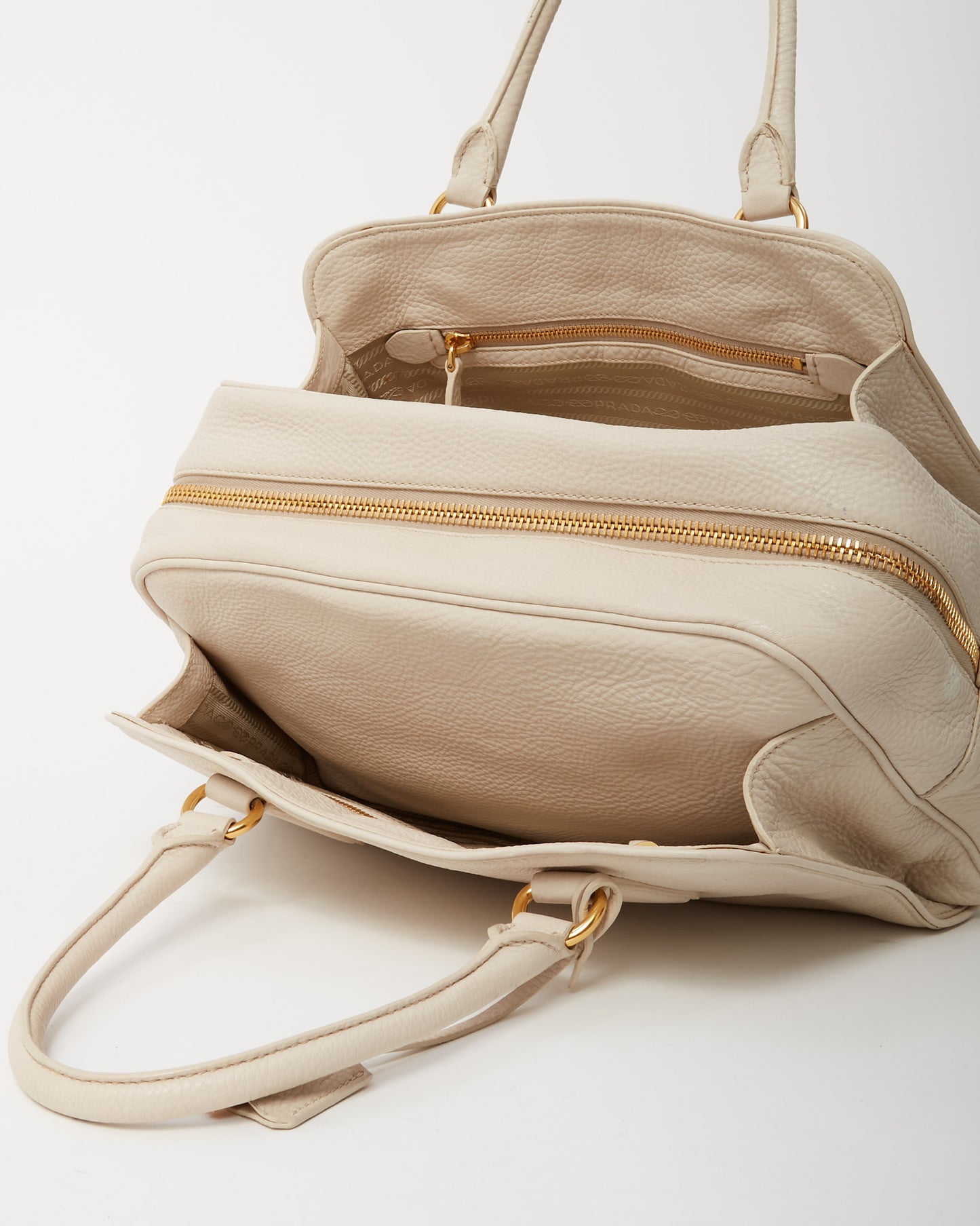 Prada White Vitello Daino Leather Doctor Top Handle Bag GHW