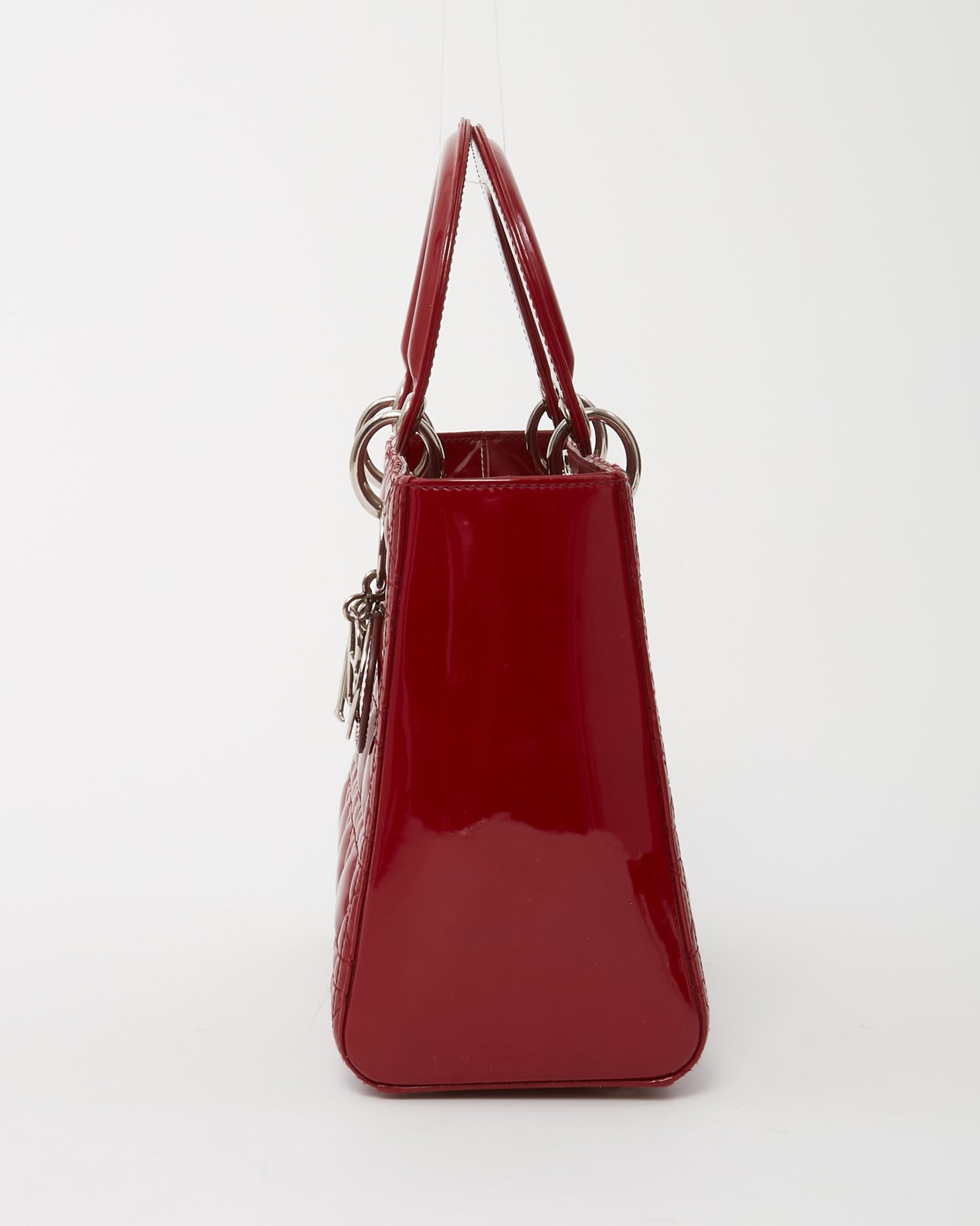 Dior Red Patent Leather Medium Lady Dior Bag SHW